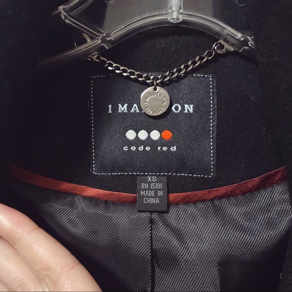 1 Madison Black Wool Blend Coat Jacket XS - Picture 5 of 7